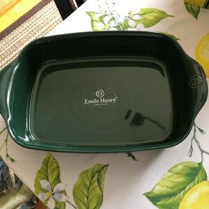 Emile Henry Deep Rectangular Baking Dish in Dark Green
